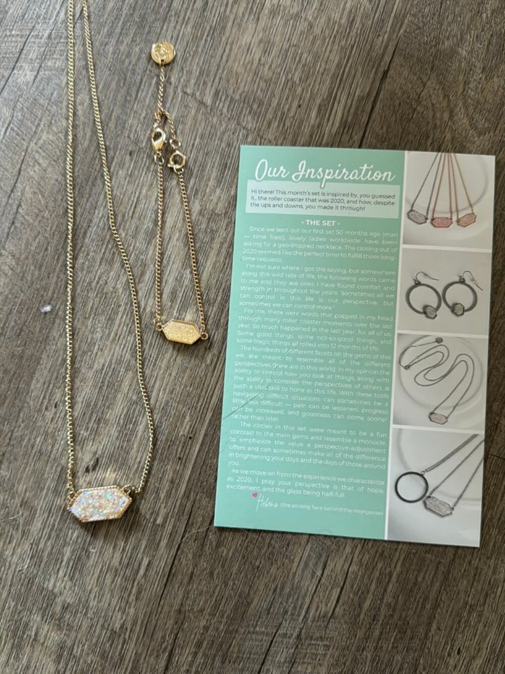 mintMONGOOSE Gold Hexagon Druzy Necklace + Bracelet Set